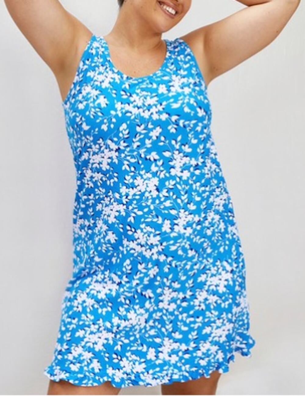 Draper James Ruffle Nightie Dress Blue White Floral Sleeveless Plus XXL-XXXL NWT